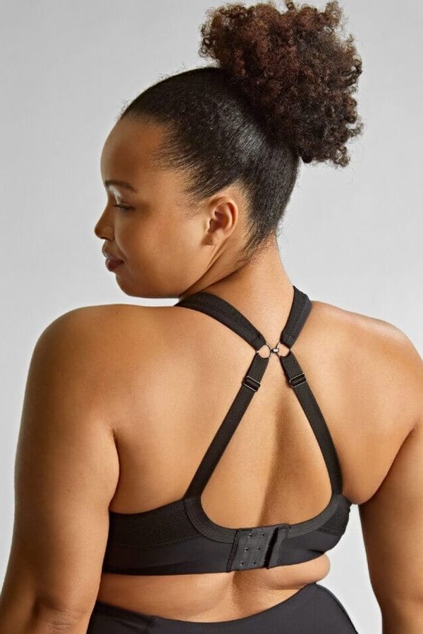 Sculptresse Activate Underwired Sports Bra, Solid Black, Clipped Back View