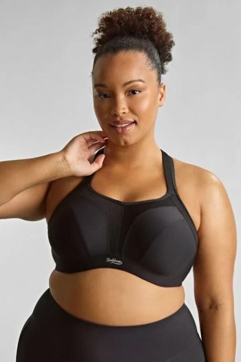 Sculptresse Activate Underwired Sports Bra, Solid Black, Front View