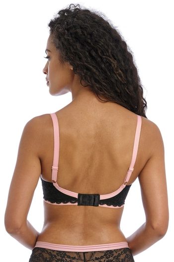 Freya Offbeat Padded Half Cup Bra, Black, Back View
