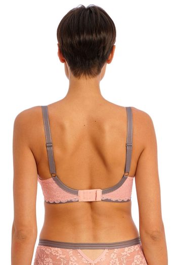 Freya Offbeat Padded Half Cup Bra, Rosehip, Back View