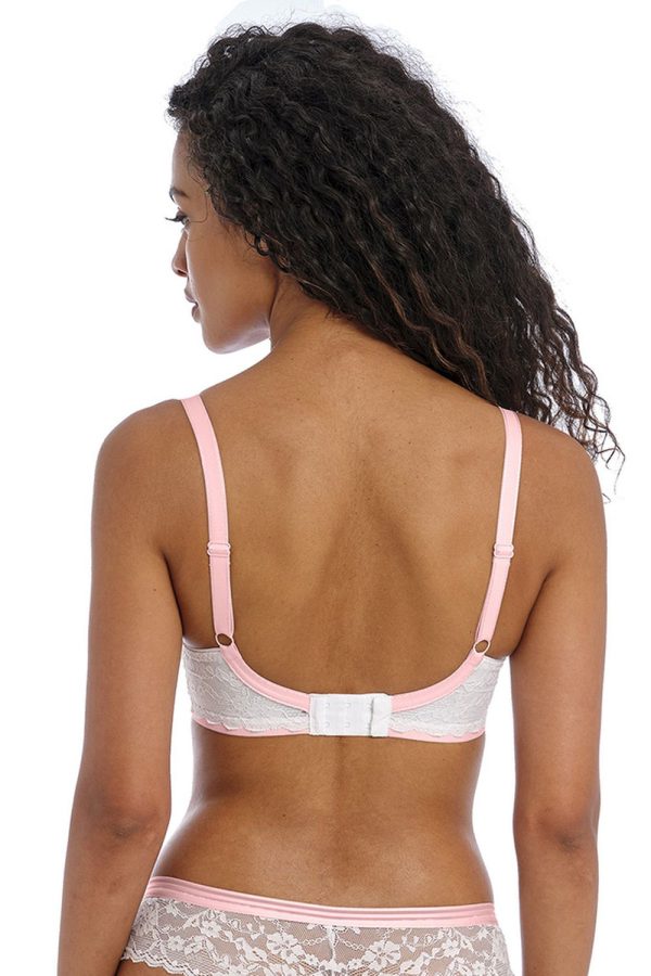 Freya Offbeat Padded Half Cup Bra, White, Back View