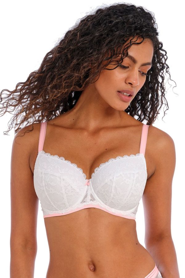 Freya Offbeat Padded Half Cup Bra, White, Front View