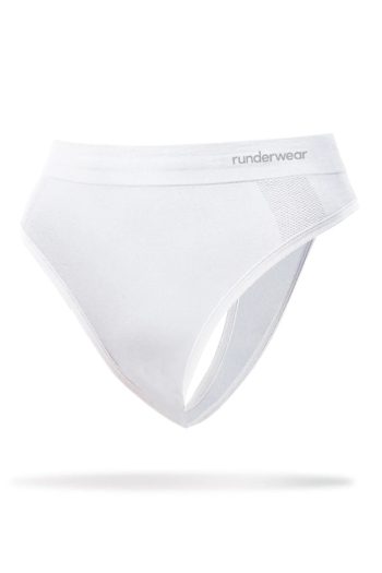 Runderwear Women's Running G-String, White, Front View