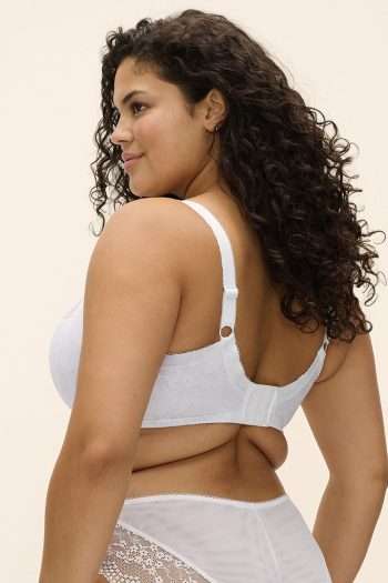 Elomi Lucie Stretch Plunge Bra, White, Back View