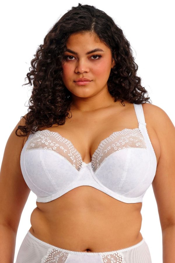 Elomi Lucie Stretch Plunge Bra, White, Front View