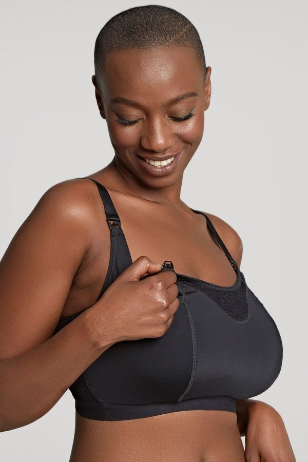 Panache Katherine Nursing Bra, Black, Unclipped View