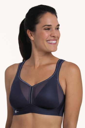 Anita Active Air Control Delta Pad Sports Bra, Blue Iris, Front View
