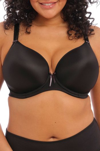 Elomi Bijou Banded Moulded Bra, Black, Front View