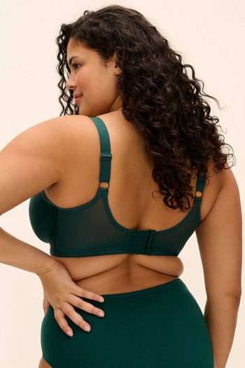 Elomi Smooth Moulded Non-Padded Bra, Deep Emerald, Back View
