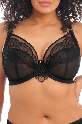 Elomi Priya Plunge Bra, Black, Front View