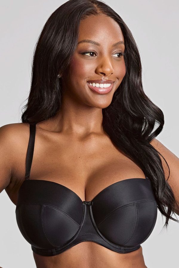 Panache Alice Balcony Strapless Bra, Black, Front View