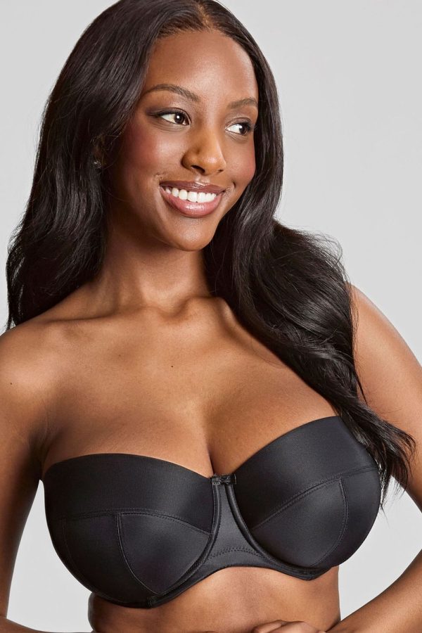 Panache Alice Balcony Strapless Bra, Black, Strapless Front View