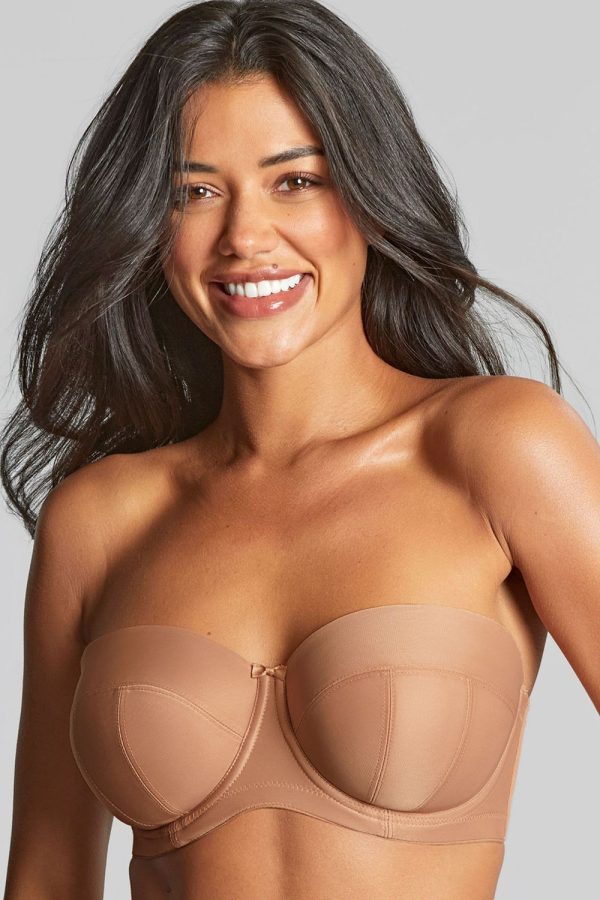 Panache Alice Balcony Strapless Bra, Honey, Strapless Front View