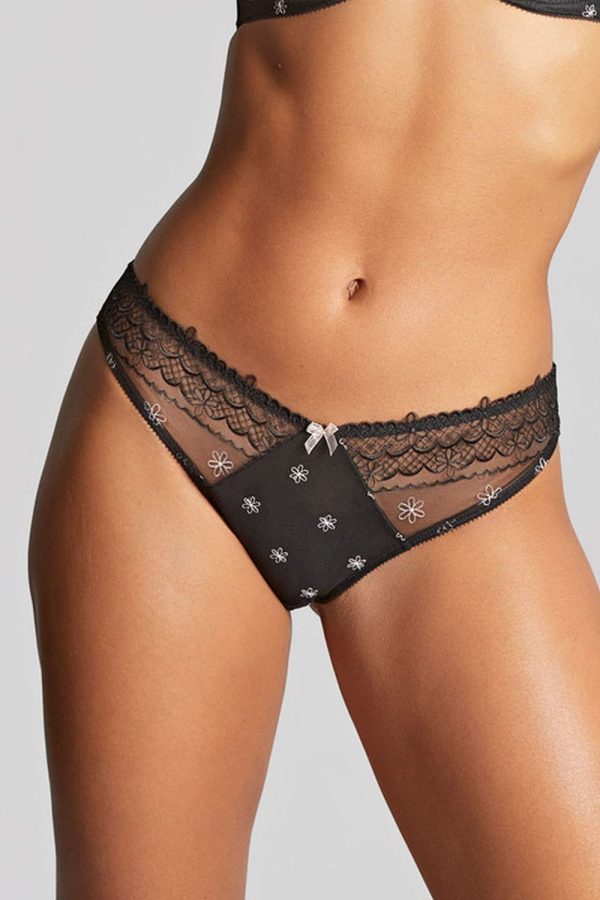 Panache Blossom Brazilian Brief, Black, Front View