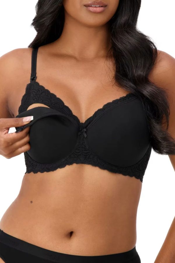 Triumph Gorgeous Mama Lace Wirefree Bra, Black, Nursing View