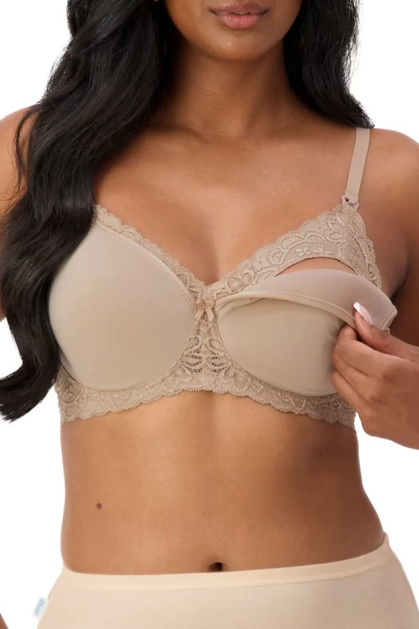 Triumph Gorgeous Mama Lace Wirefree Bra, Nude, Nursing View