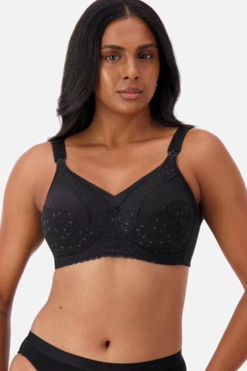 Triumph Lace Maternity Wirefree Bra, Black, Front View