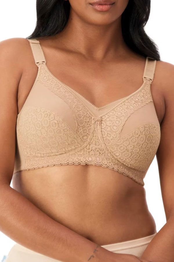 Triumph Lace Maternity Wirefree Bra, Nude, Front View