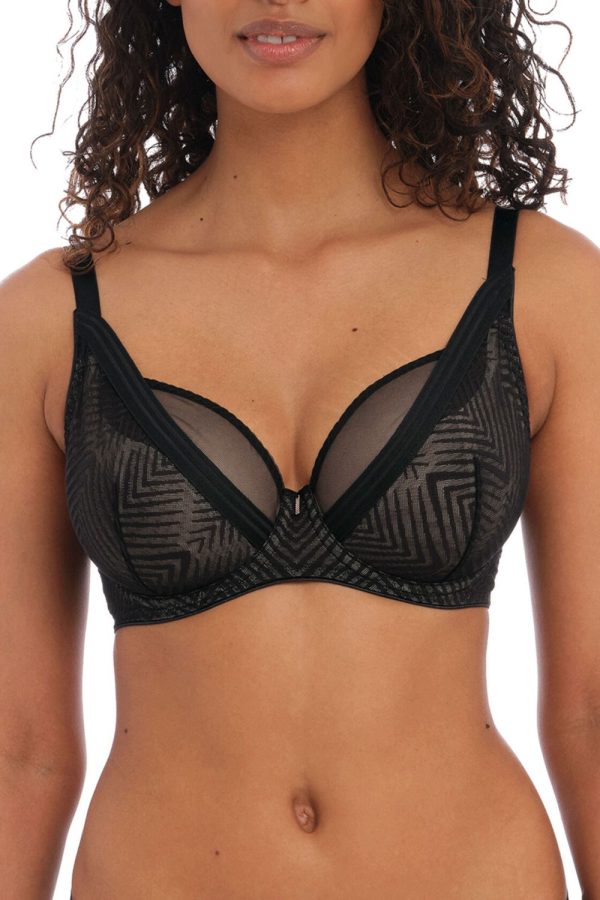 Freya Tailored High Apex Plunge Bra, Black, Front View