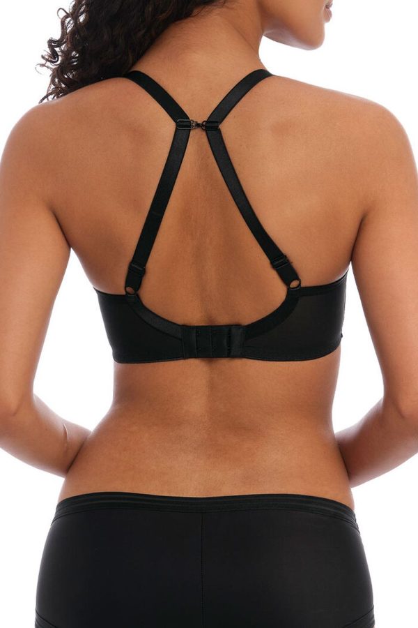 Freya Tailored Moulded Plunge T-Shirt Bra, Black, Clipped Back View