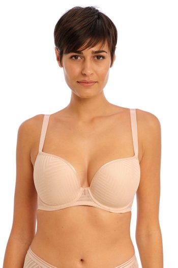 Freya Tailored Moulded Plunge T-Shirt Bra, Natural Beige, Front View