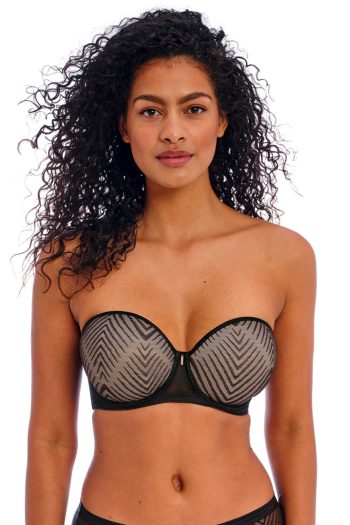 Freya Tailored Moulded Strapless Bra, Black, Strapless Front View