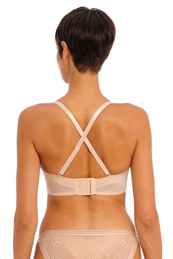 Freya Tailored Moulded Strapless Bra, Natural B‪eige, Crossed Strap Back View