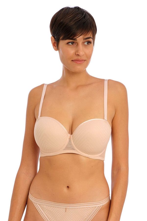 Freya Tailored Moulded Strapless Bra, Natural B‪eige, Regular Strap Front View