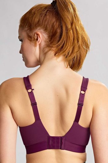 Panache Sport Endurance Underwired Sports Bra, Berry Chalk, Regular Back View