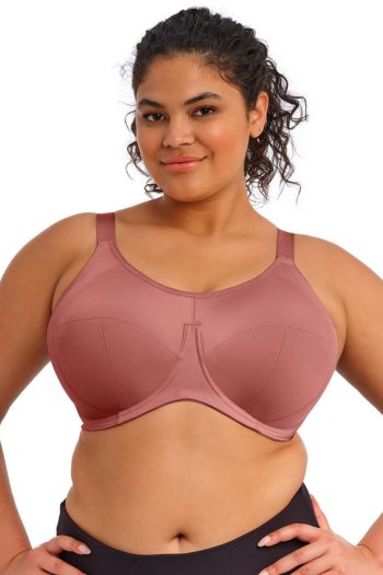 Elomi Energise Underwired Sports Bra, Rosewood, Front View