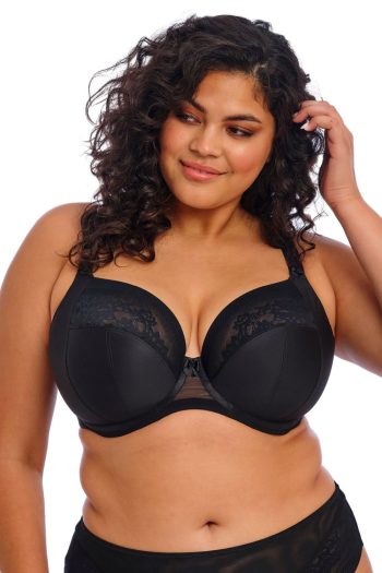 Elomi Nerina Stretch Plunge Bra, Black, Front View