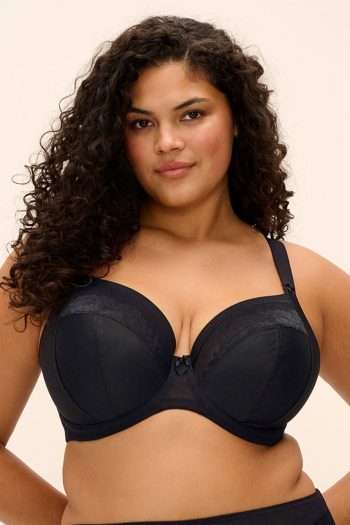 Elomi Nerina Stretch Plunge Bra, Black, Front View