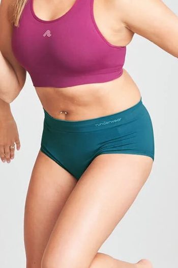 Runderwear Women's Running Briefs, Teal, Front View