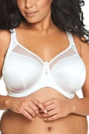 Goddess Keira Underwired Banded Bra, White, Front View