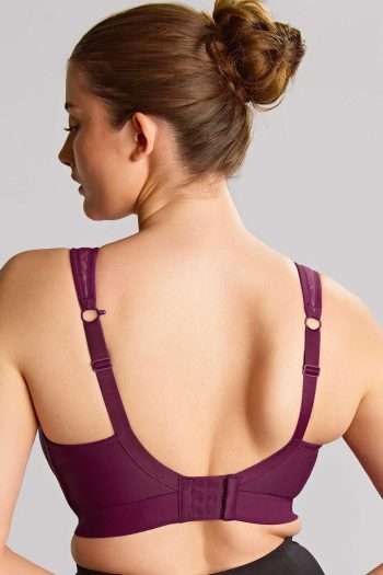 Panache Boundless Wirefree Sports Bra, Berry-Chalk, Back View