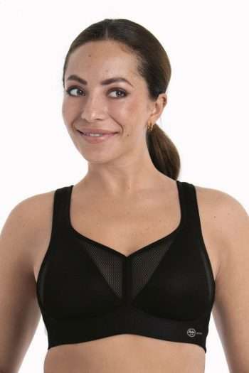 Anita Active Air Control X Delta Pad Sports Bra, Black, Front View