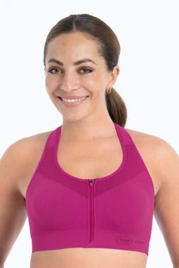 Anita Active EasyMove Zip Sports Bra, Candy Pink, Front View