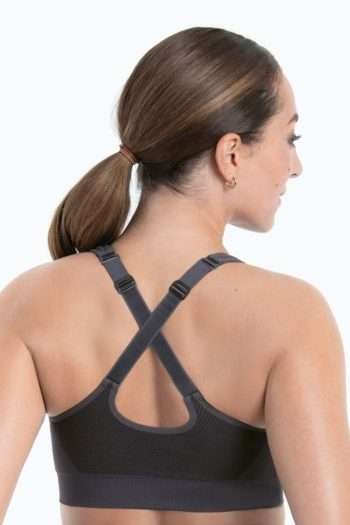 Anita Active EasyMove Zip Sports Bra, Carbon Grey, Cross Back View