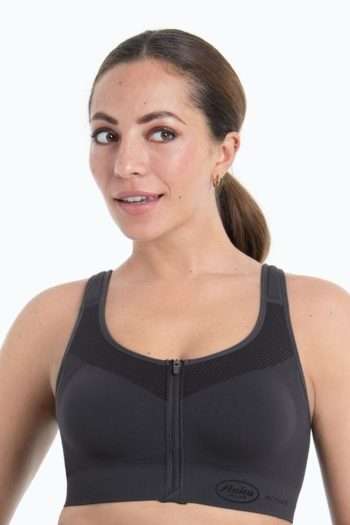 Anita Active EasyMove Zip Sports Bra, Carbon Grey, Front View