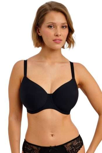 Freya Essentially Smooth Moulded Balcony T-Shirt Bra, Black, Front View